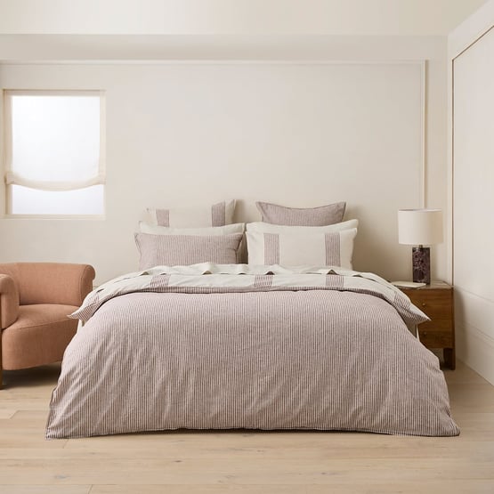 Linen Cotton Natural Soho Stripe Quilt Cover Set + Separates