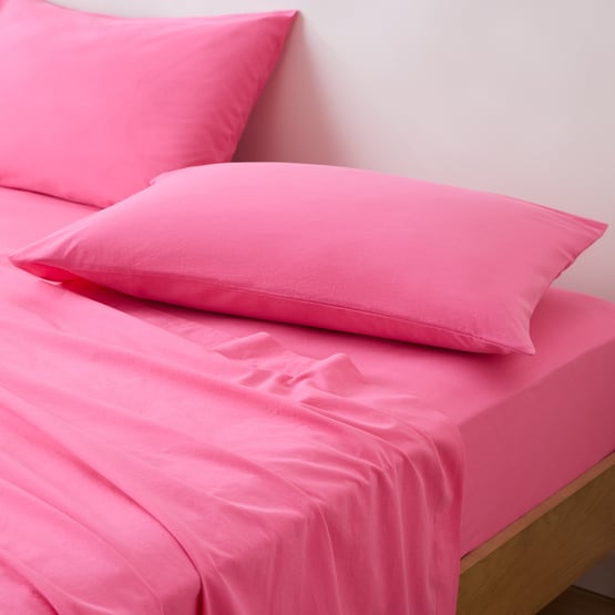 Stonewashed Cotton Hot Pink Pillowcases