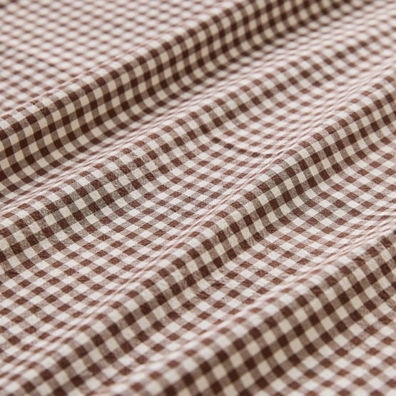 Stonewashed Cotton Chocolate Mini Gingham Sheet Separates