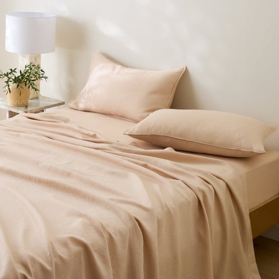 Vintage Washed Linen Macadamia Sheet Separates