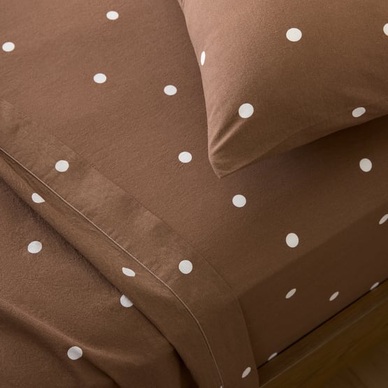 Stonewashed Cotton Fudge & Coconut Spot Sheet Separates