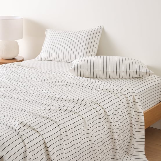Bamboo Cotton Coconut & Onyx Stripe Combo Sheet Set