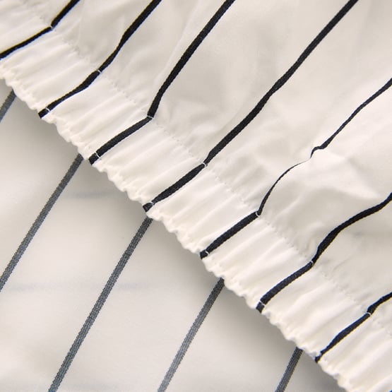 Bamboo Cotton Coconut & Onyx Stripe Fitted Sheet Set