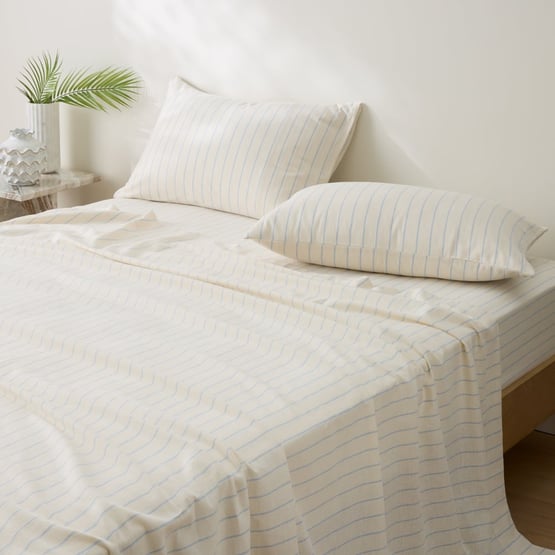 Remi Blue Stripe Linen Cotton Sheet Set