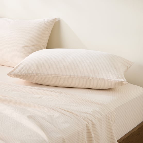 Stonewashed Thin Stripe Pillowcases Coconut/Peony
