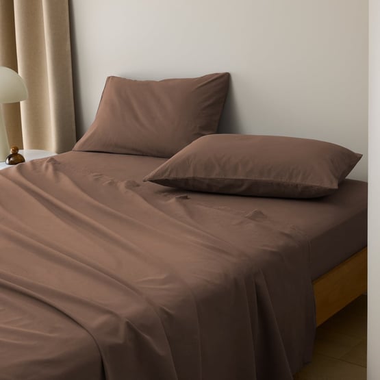 Stonewashed Cotton Chocolate Sheet Separates
