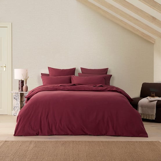 Stonewashed Cotton Burgundy Quilt Cover Separates