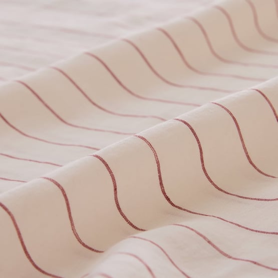 Vintage Washed Linen Redwood & Coconut Stripe Sheet Separates