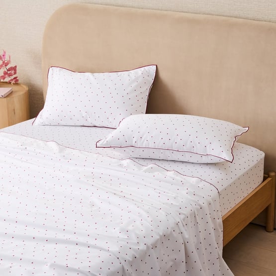 Ma Cherie Printed White Sheet Set