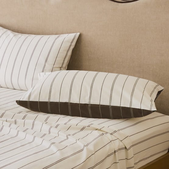 Stonewashed Cotton Chocolate Pencil Stripe Sheet Separates