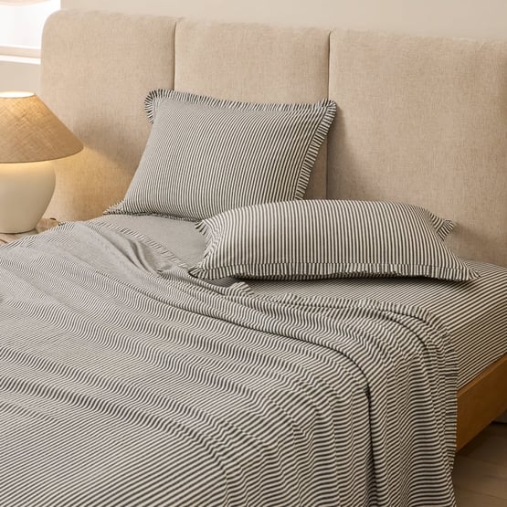 Onyx Stripe Pleated Sheet Set