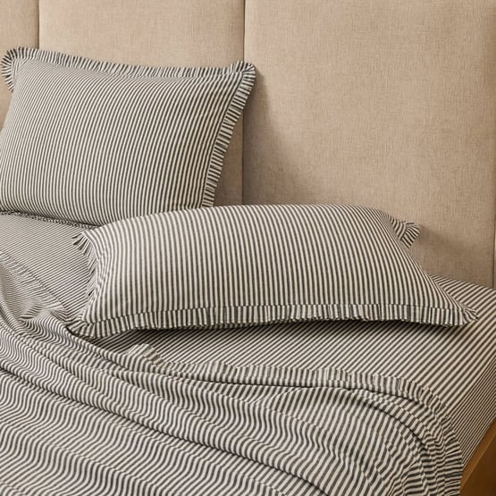 Onyx Stripe Pleated Sheet Set