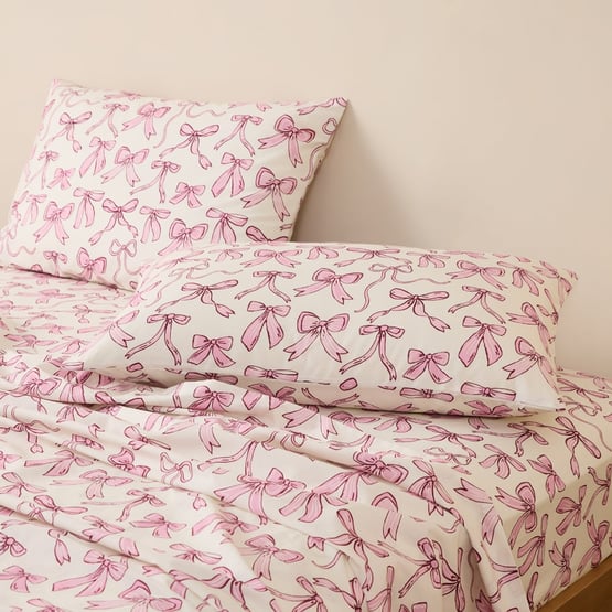 Isabelle White Bow Printed Sheet Set