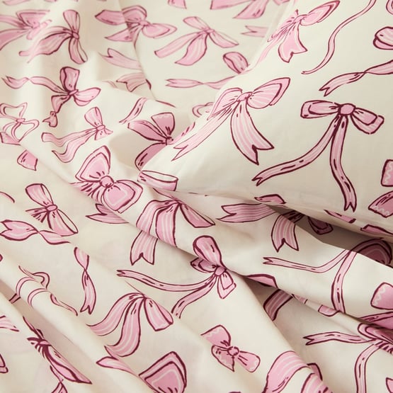 Isabelle White Bow Printed Sheet Set