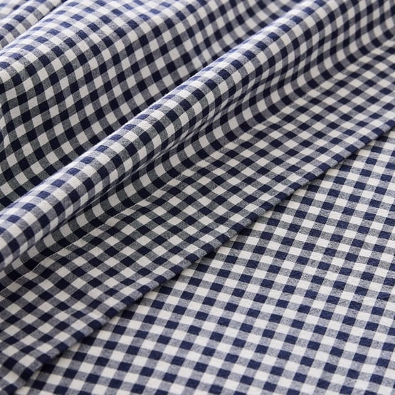 Stonewashed Cotton Midnight Navy Mini Gingham Sheet Separates