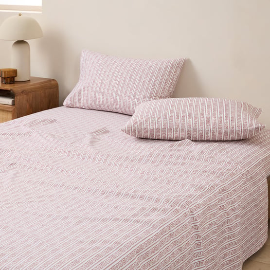 Meandros Pecan Printed Sheet Set