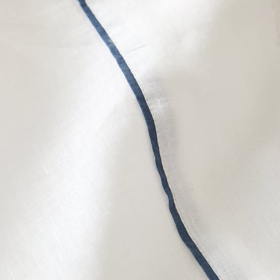 Vintage Washed Linen White & Denim Piped Sheet Separates
