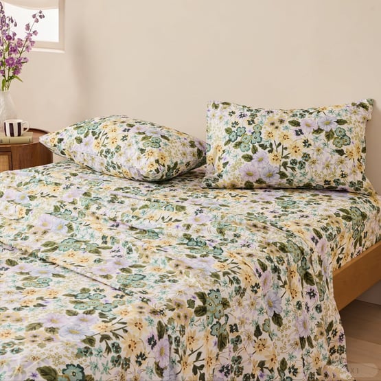 Zoey Floral Green Printed Sheet Set