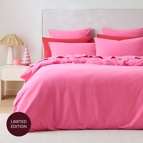 Stonewashed Cotton Hot Pink Quilt Cover Separates