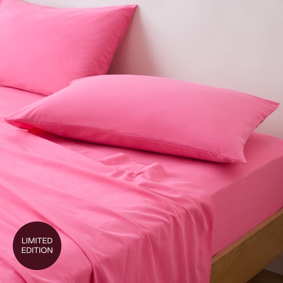 Stonewashed Cotton Hot Pink Pillowcases