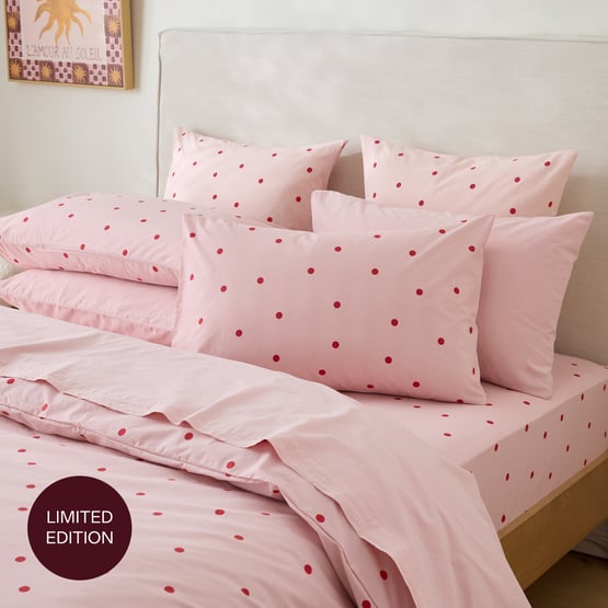 Stonewashed Cotton Peony & Salsa Spot Pillowcases 