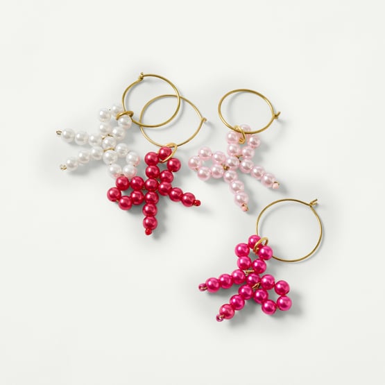Pearl Bow Pink Wine Charms Set of 4