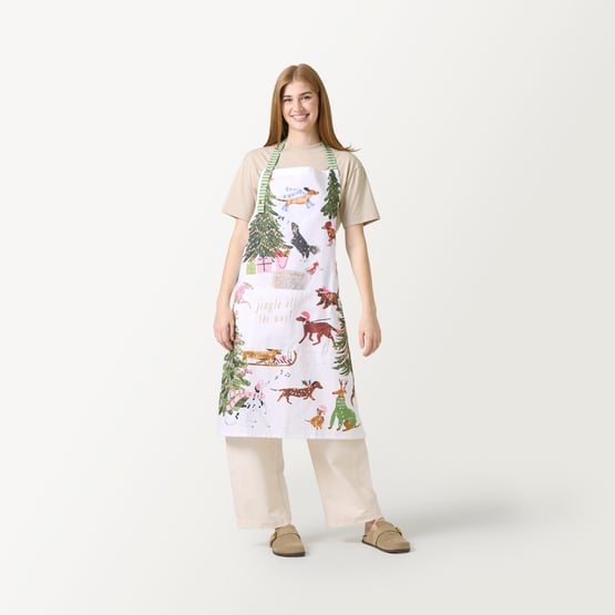 Christmas Dogs Green Apron