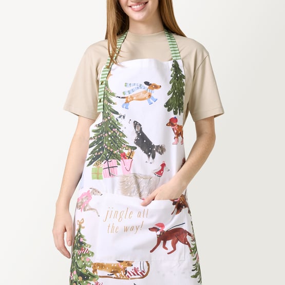 Christmas Dogs Green Apron