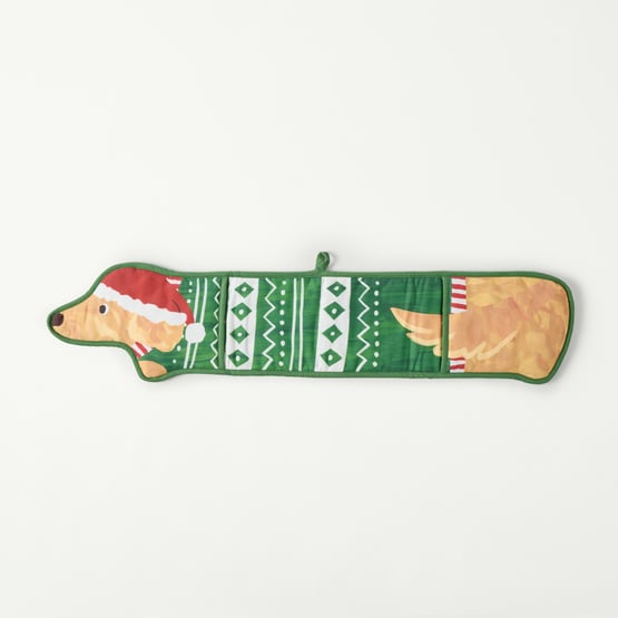 Christmas Dog Green Oven Mitt