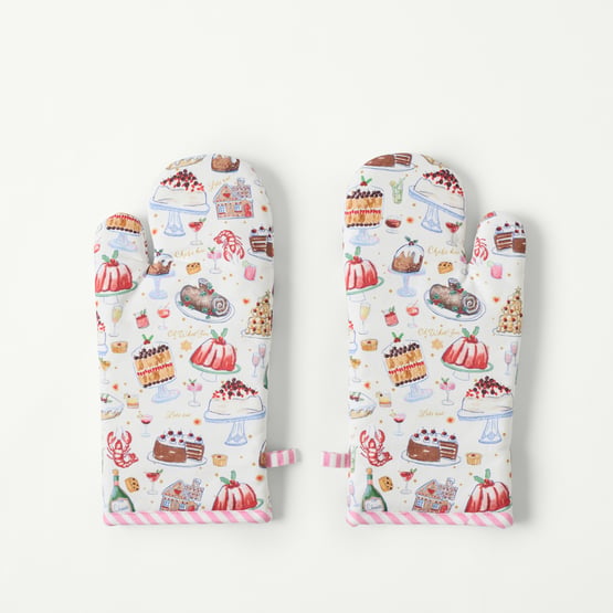 Festive Fun Pink Oven Mitts Pack of 2