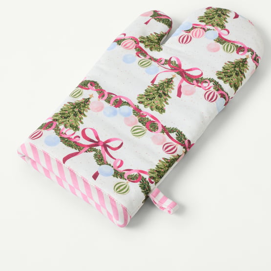 Bow & Bright Pink Oven Mitts Pack of 2
