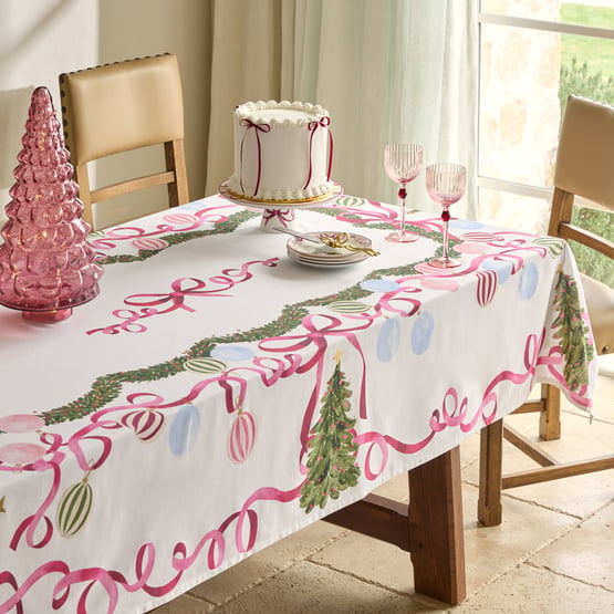 Bow & Bright Pink Tablecloth