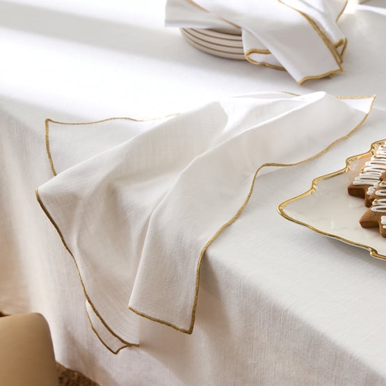 Luxe Gold Border White Napkins Pack of 4
