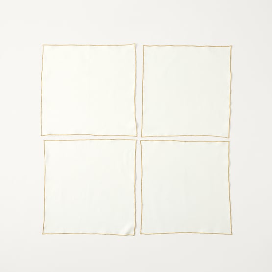 Luxe Gold Border White Napkins Pack of 4