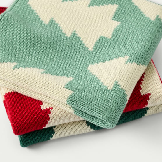 Christmas Tree Green Knitted Washcloths Pack of 3