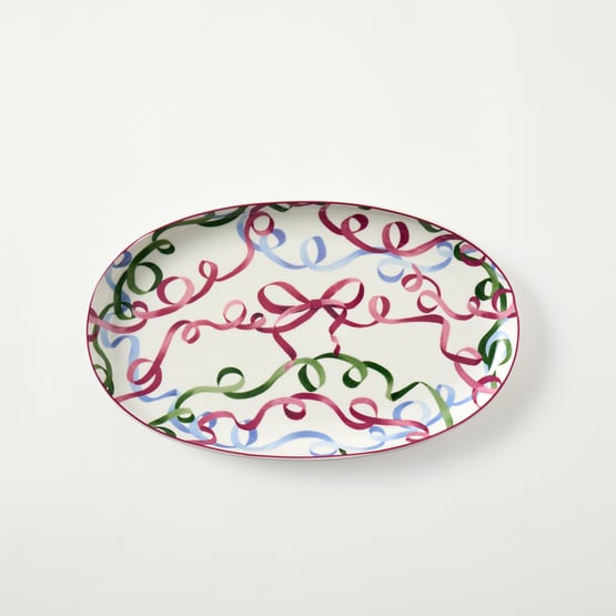 Bow & Bright Pink Oval Platter