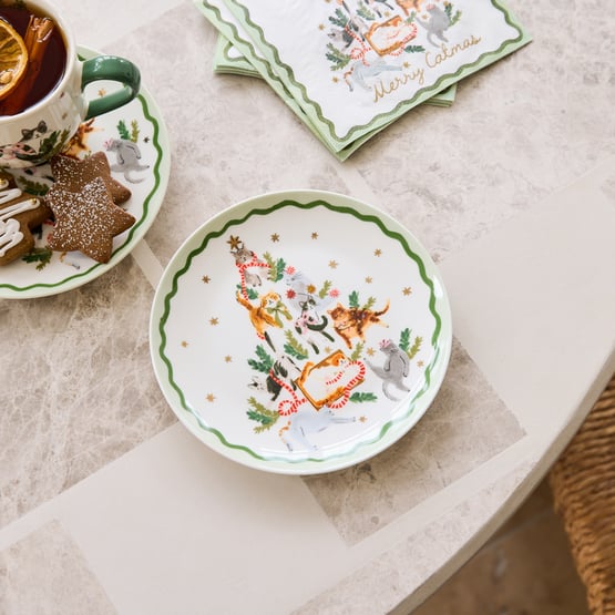 Merry Catmas Green Side Plate