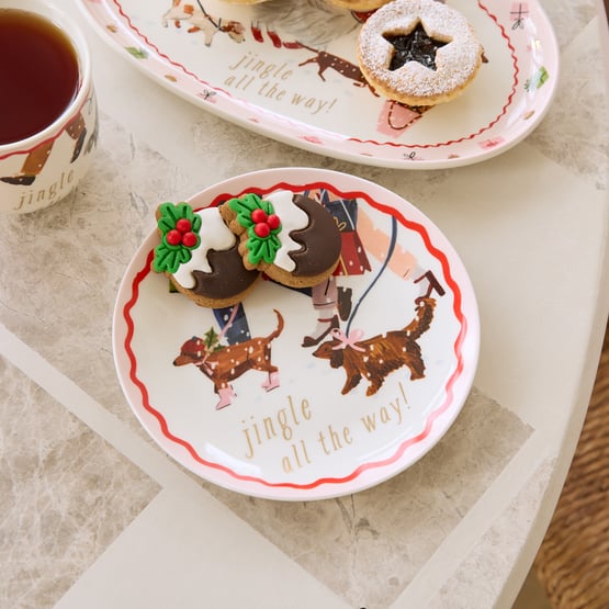 Christmas Dogs Red Side Plate