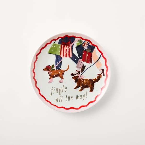 Christmas Dogs Red Side Plate