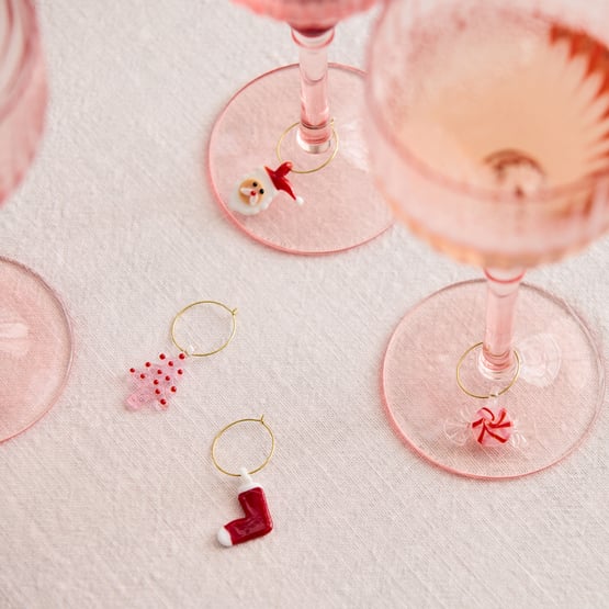 Christmas Icon Pink Wine Charms Set of 4