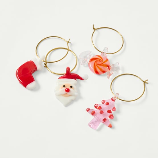 Christmas Icon Pink Wine Charms Set of 4
