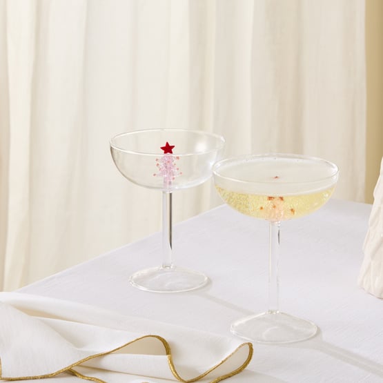 Pink Tree Pink Coupe Glass Pack of 2