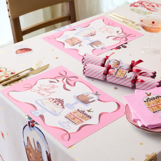 Festive Fun Pink Paper Placemats Pack of 50