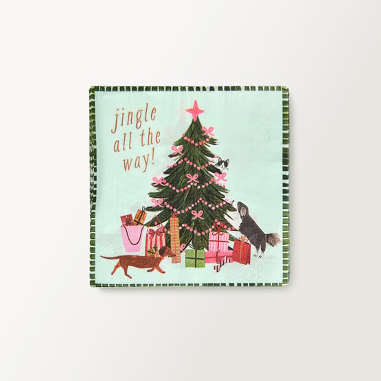 Christmas Dogs Green Paper Napkins Pack of 40