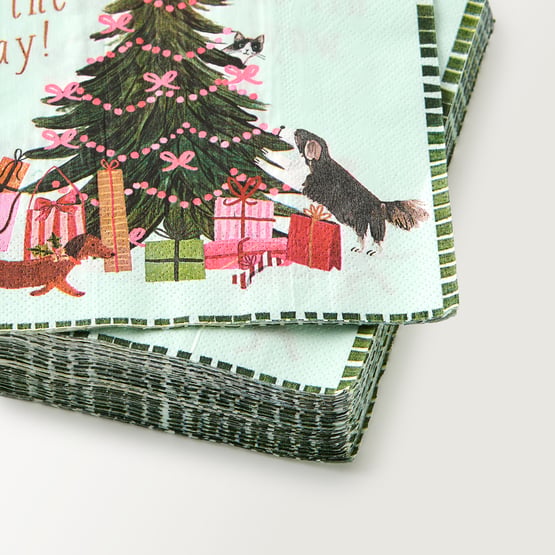 Christmas Dogs Green Paper Napkins Pack of 40