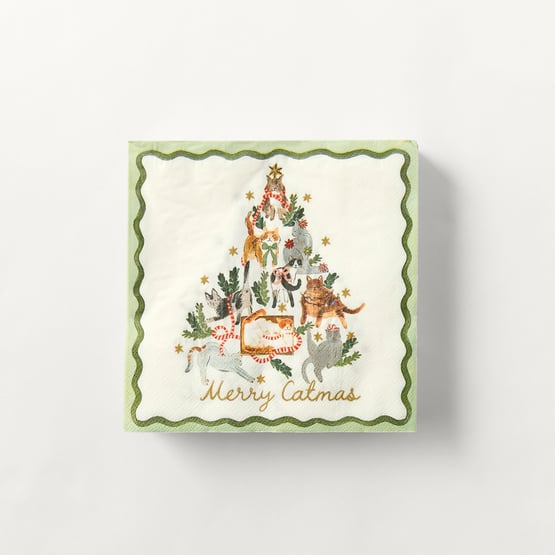 Merry Catmas Green Paper Napkins Pack of 40