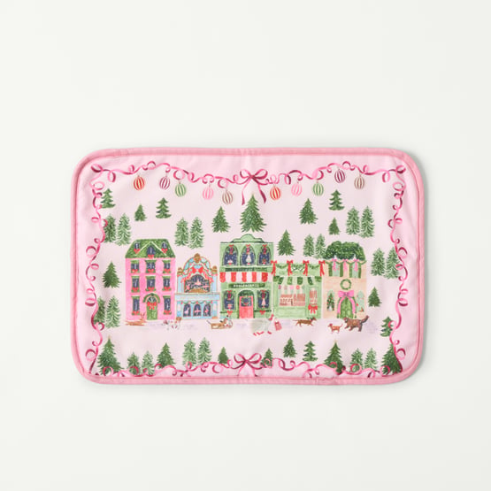 Christmas Village Pink Drying Mat