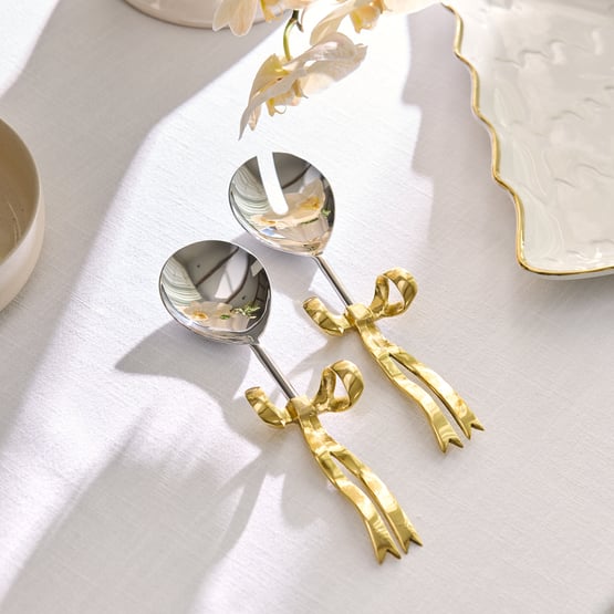 Bow Gold Salad Servers Set of 2