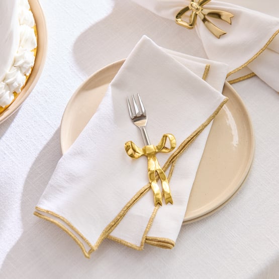 Bow Gold Cake Fork Pack of 4