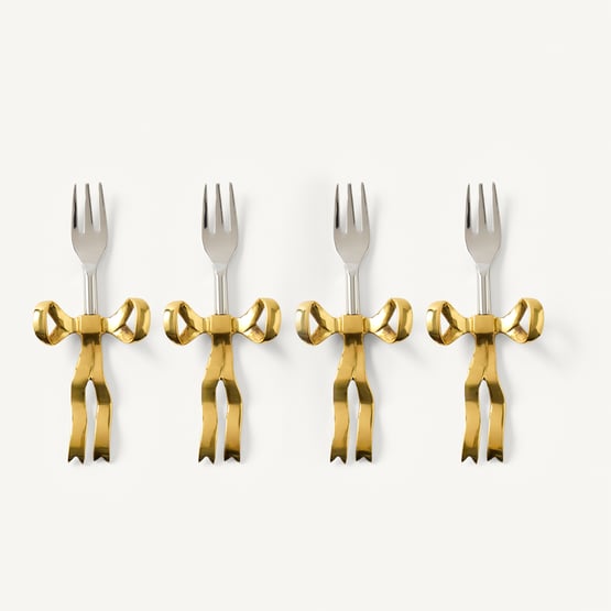 Bow Gold Cake Fork Pack of 4
